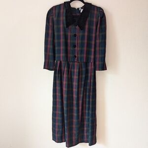 VTG 80s Miss Dorby plaid blazer faux 2pc dress size XL
